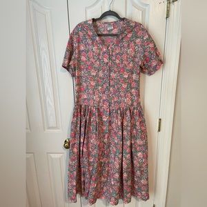 Vintage Laura Ashley V-Neck Midi Dress Size 12 US